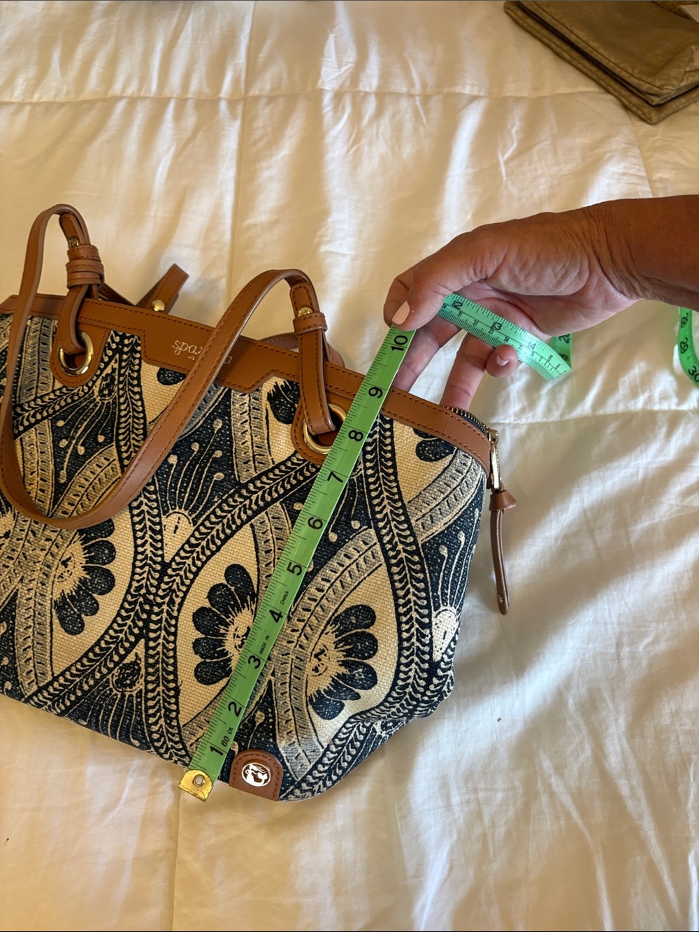 Spartina 449 Navy & Tan Patterned Shoulder Tote - Picture 9 of 9
